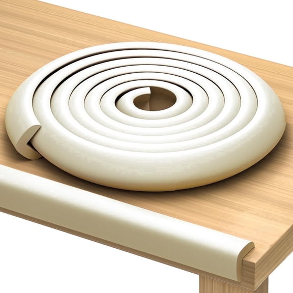 Premium 12ft Edge Protector for Baby, Odorless & Waterproof Edge Protector with 3M Adhesive Tape, Non-Toxic to Baby Proof Edges, Wall Corner Protector & Desk Edge Cushion White