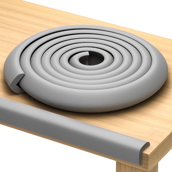 Premium 12ft Edge Protector for Baby, Odorless & Waterproof Edge Protector with 3M Adhesive Tape, Non-Toxic to Baby Proof Edges, Wall Corner Protector & Desk Edge Cushion Gray