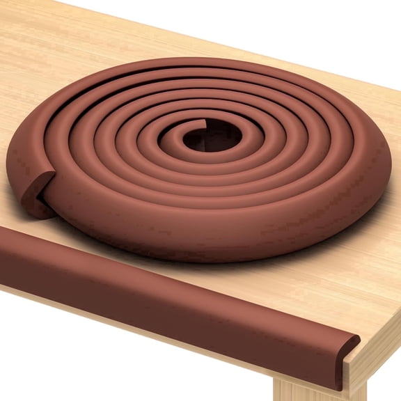 Baby Edge Protector, 12 ft Brown Foam Corner Guard with 3M Adhesive Tape for Tables, Desks and Wall Corners