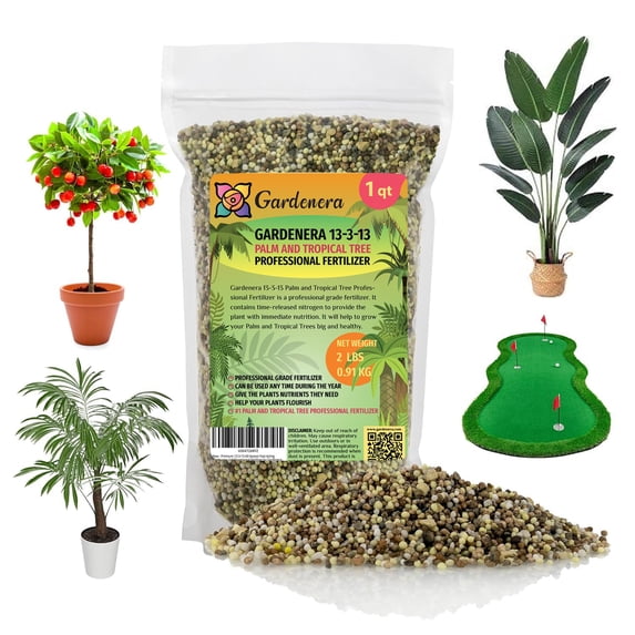 ⭐ Premium 13-3-13 All-Season Fast Acting Landscape and Ornamental Fertilizer by Gardenera Labs - Promotes Biomass Growth and Vibrant Leaf Color - 1 Quarts