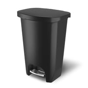 Premium 13 Gallon Trash Can - Plastic Kitchen Waste Bin with Odor Protection of Lid, Stainless Steel Step On Foot Pedal and Garbage Bag Rings, Black