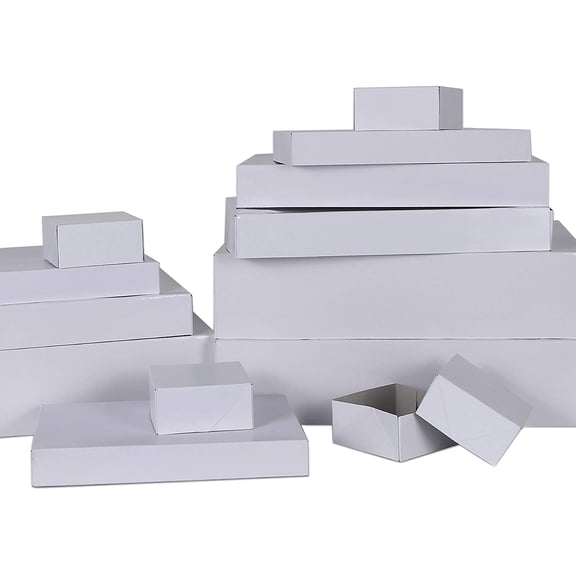 MOMONI Premium 13 Piece White Gift Boxes with Lids of Assorted Sizes 4 inch Deep Robe Wrapping Set for Christmas Gifts, Birthday, Holiday