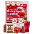 Premium 140 Hibiscus Flowers Tea Bags, 100 Natural, Pure from Hibiscus