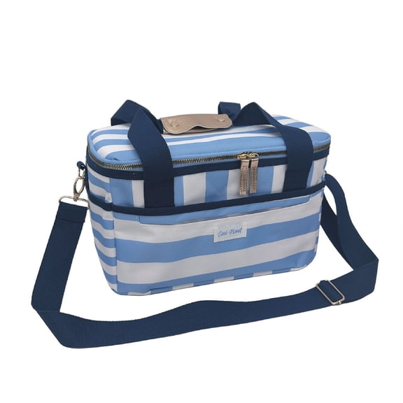 Cool Planet 14-Liter Premium Insulated Cooler Bag for Beach and Picnics, Blue and White
