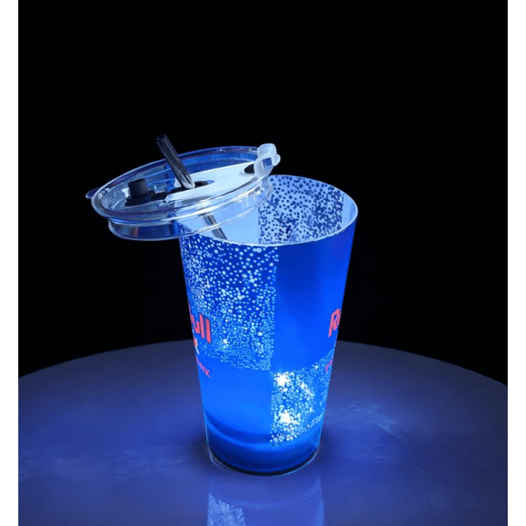 Premium 14oz Luminous LED Party Cup Free Straw Lid Easy Clean Custom Color for Party Events--Blue