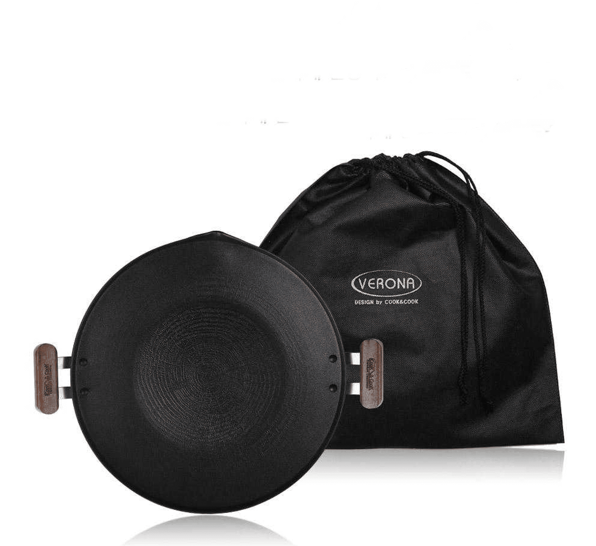 Premium 15.5" Korean BBQ NonStick Griddle Grill Pan with Wooden Handle