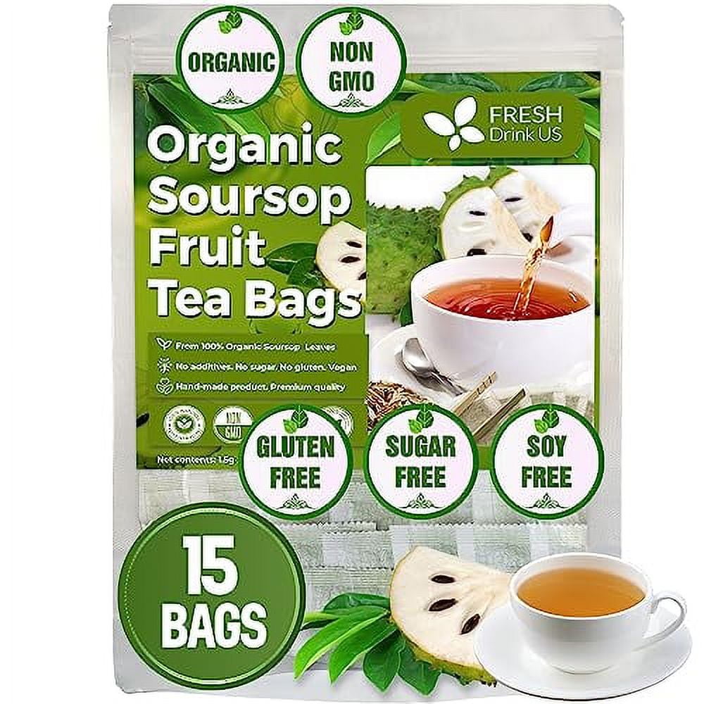 Premium 15 Soursop Graviola Fruits Tea Bags, Pure, Organic, NonGMO