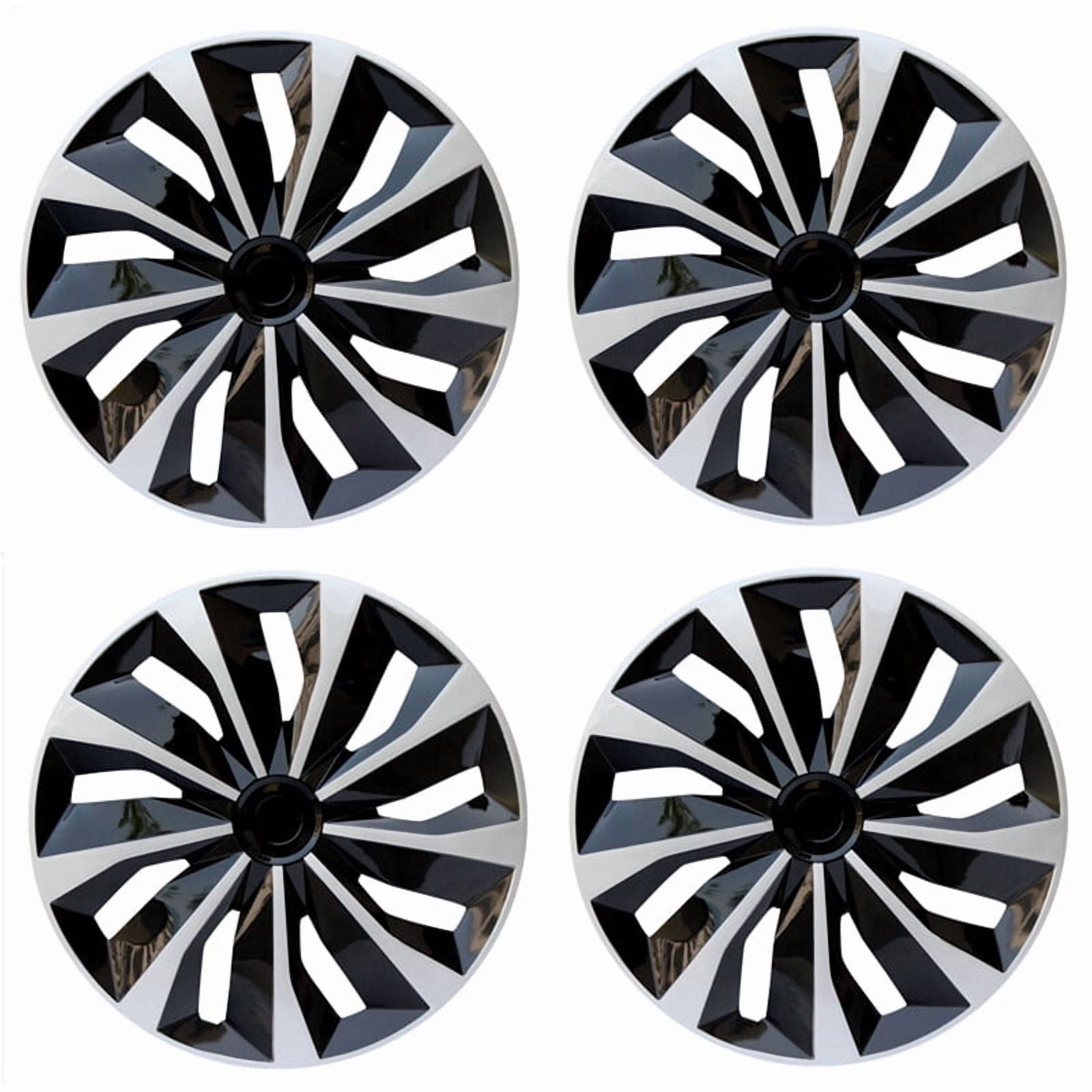 Premium 15" Wheel Covers & Hub Caps ABS Black and Silver, 4 Pack