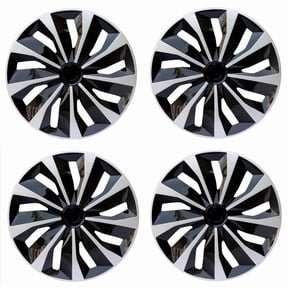 Premium 15" Wheel Covers & Hub Caps ABS Black and Silver, 4 Pack