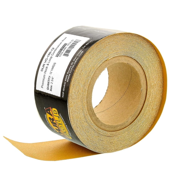 Premium - 150 Grit Gold -Hook & Loop Backing Longboard Continuous Sandpaper Roll, 2-3/4" Wide, 12 Yards Long - For Automotive & Woodworking Air File Long Board Sanders, Hand Sanding Blocks