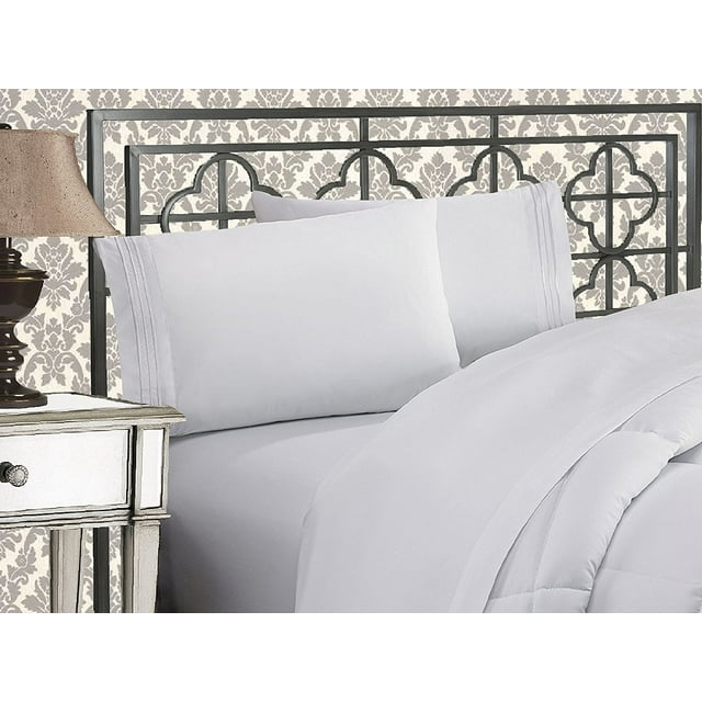 Premium 1500 Ultra-Soft Microfiber Collection Sheet Set - Double Brushed - - Wrinkle Resistant - Deep Pocket , Full White
