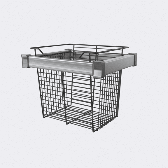 Premium 16.5" Closet Wire Basket in Matte Black with Full-Extension Pullout Aluminum Frame - Tall 16.3" Height