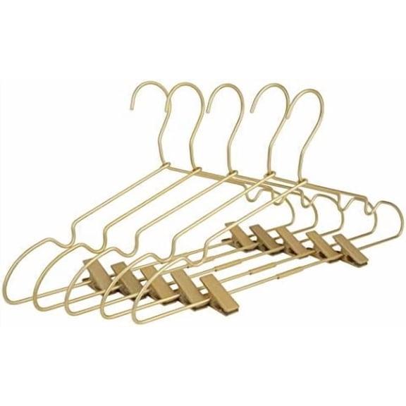 Premium 16.5 Matte Gold Metal Clothes Clips Hangers, Heavy Duty Skirt Slack Hangers, Metal Rack for Trousers Non Slip Clips, Clothes Hanger Display and Storage, 30 Pack$$Home Decor, Kitchen, & Other