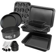 Premium 17 Piece Bakeware Sets | Carbon Steel, Non Stick & Oven Safe up to 500 F | Complete Baking Kit includes 9 Inch Round Cake Pans - Spring Form Pan - Cookie Sheets - Muffin Pan