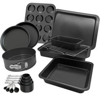 Premium 17 Piece Bakeware Sets | Carbon Steel, Non Stick & Oven Safe up to 500°F | Complete Baking Kit includes 9 Inch Round Cake Pans - Spring Form Pan - Cookie Sheets - Muffin Pan
