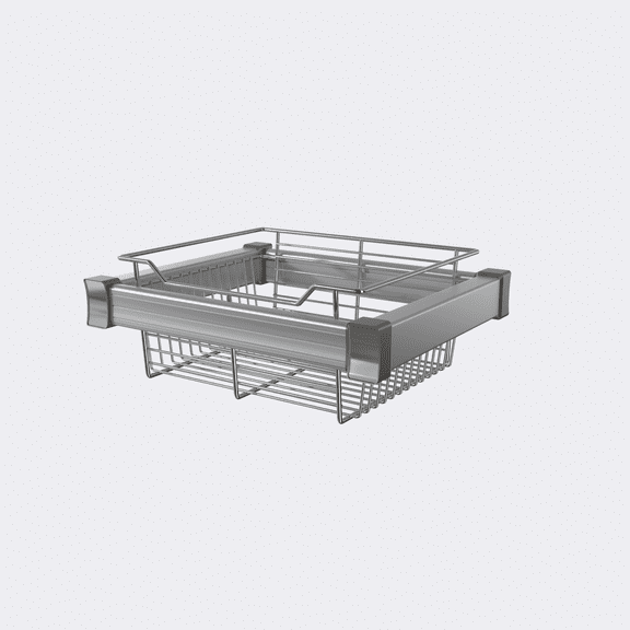 Premium 18" Full Extension Pullout Wire Basket in Chrome with Aluminum Frame - Midsize 7.7" Height