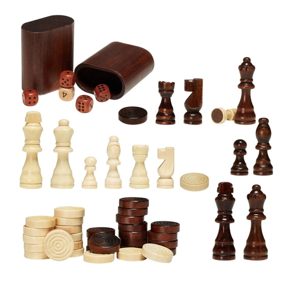 Premium 18 Inch Wooden 3-in-1 Game Table Set Chess Checkers Backgammon Board Family Game Night Furniture Gift