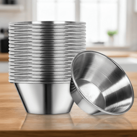 Premium 18-Pack Stainless Steel Sauce Cups for Dipping and Portion Control, 1.5 oz Reusable Condiment Containers Perfect for Parties, Restaurants, and Home Use