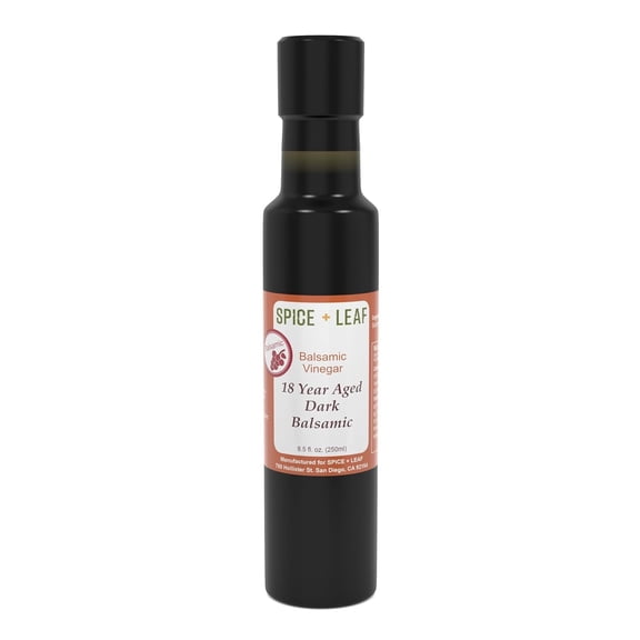 SPICE + LEAF 18-Year Aged Dark Balsamic Vinegar, All Natural Cooking Vinegar, 8.5 fl oz