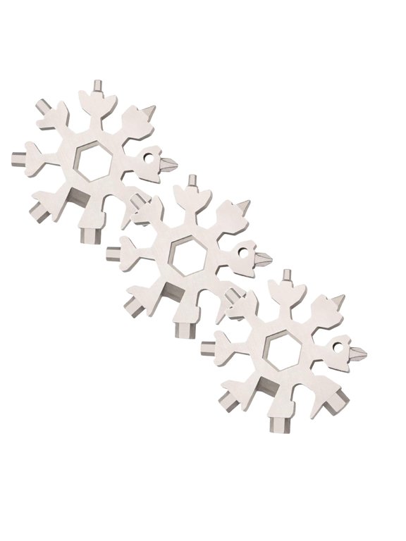 Premium 18-in-1 Gold Stainless Steel Snowflake Multitool 3 Pack, Compact Pocket Gadget with Bottle Opener, Screwdrivers, Wrenches & Hex Keys for Home, Outdoor, Travel & DIY Use