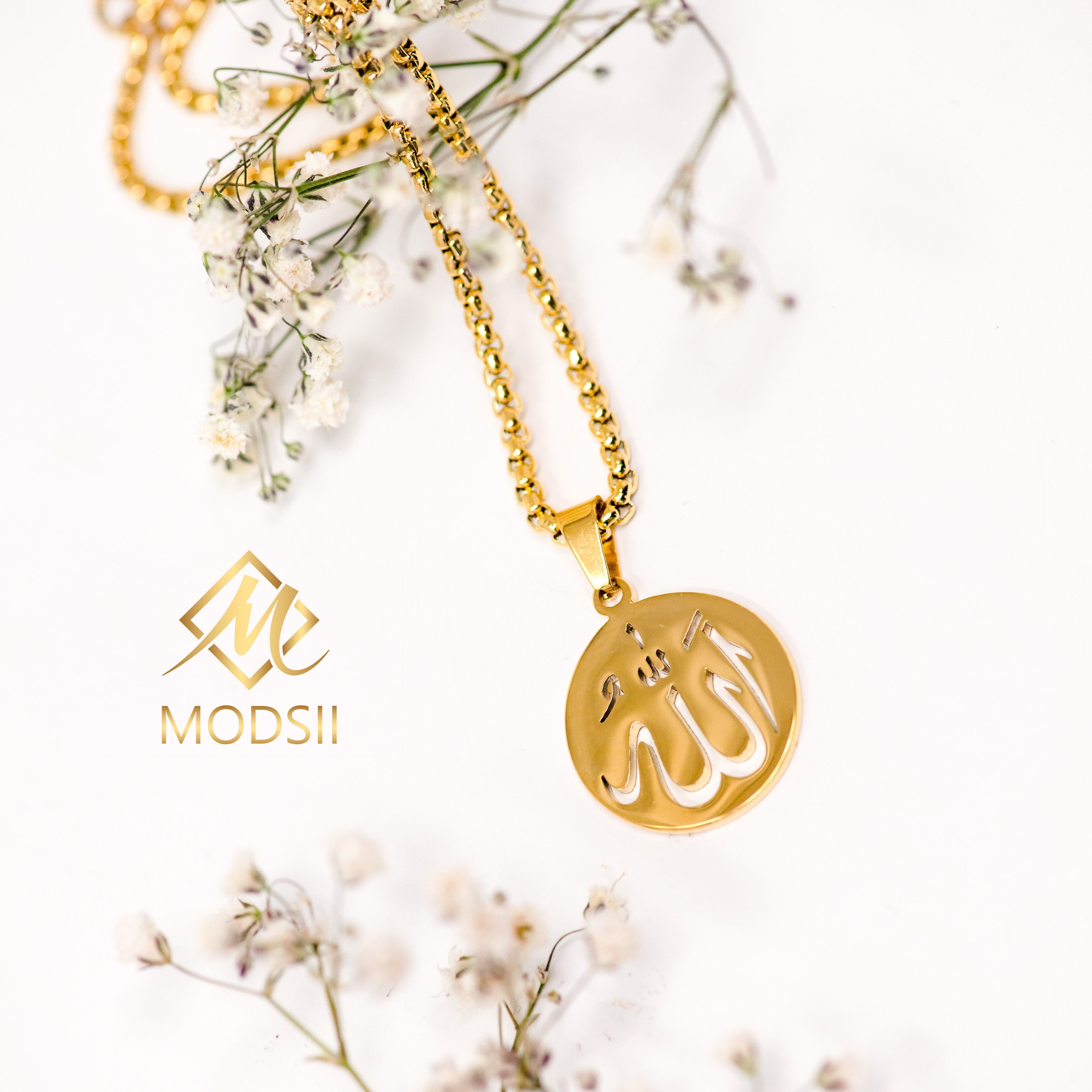 Gold Allah Pendant with Urdu Prayer Engraved - ProCuffs.com | ProCuffs |  www.procuffs.com