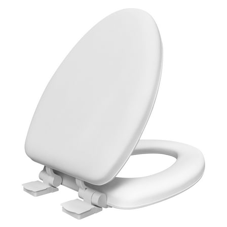 Mainstays Premium 19" Soft Elongated Toilet Seat, TPU Leather, Memory Foam, Quick-Release Hinges