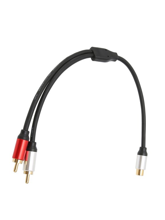 Premium 1RCA Female to 2RCA Male Cable 1 Female to 2 Male Y Splitter Extension Cord Audio Adapter for TV Subwoofer Amplifier Laptop Home Theater Systems (5.51 inches / 14 cm) Black