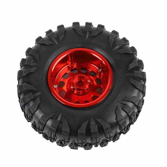 Premium 2.2 Inch RC Crawler Rubber Tires with Heavy Duty Metal Lock Wheel Hubs, High Traction All Terrain Vehicles Upgrade Accessories Fit for 1/10 Scale RC Car Models, Pack of 4 (4.7 in / 12 cm)