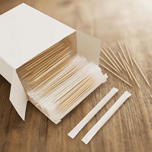 Premium 2.5-Inch Bamboo Toothpicks, 1000 Count - Individually Cellophane Wrapped, Sturdy Appetizer Picks for Cocktails, Fruit, Olives, and Hors d'Oeuvres