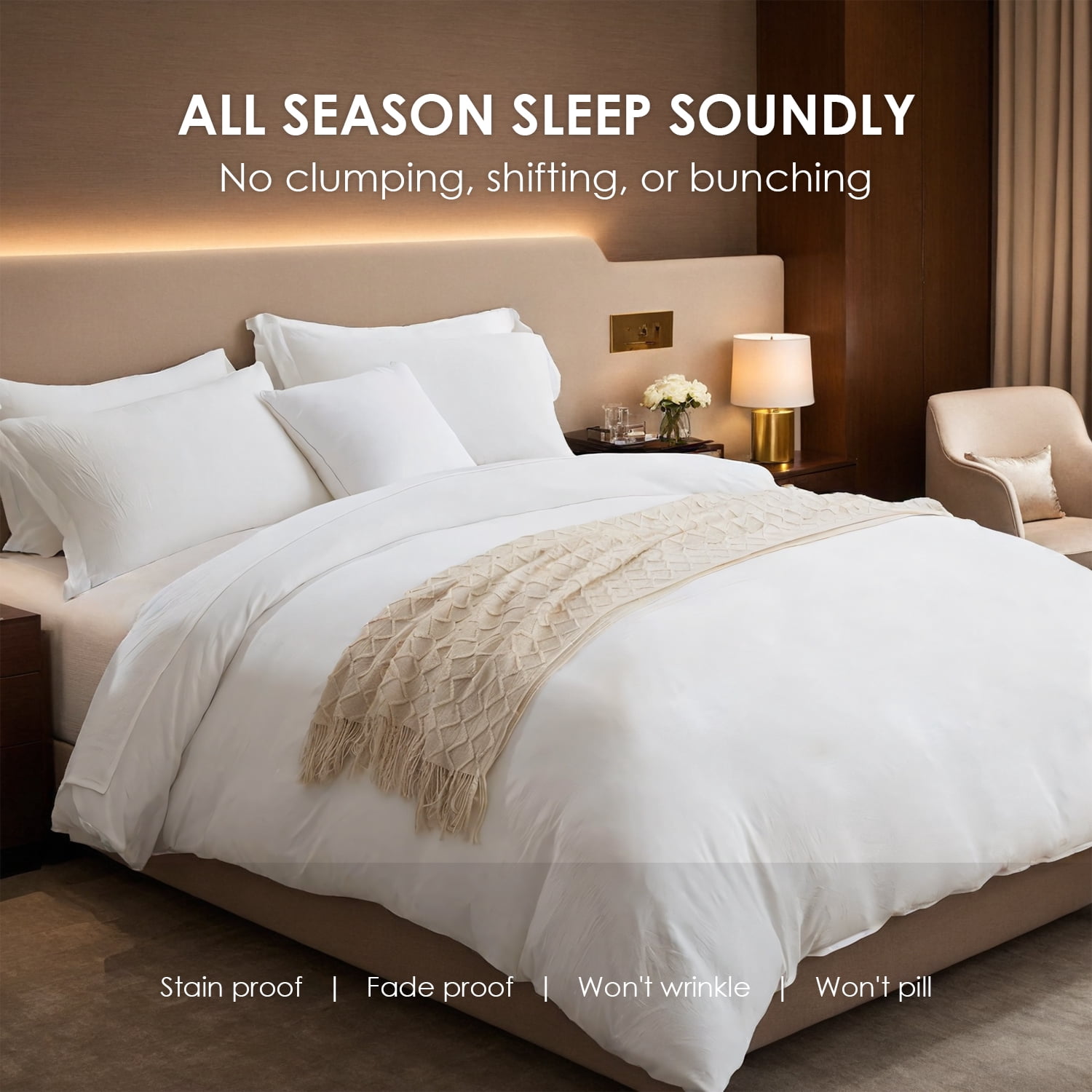 AsterOutdoor Bedding Sets, All-Season Soft Duvet Cover with Pillowcases, White & Pink 2-Pack 3-Piece Bedding Set