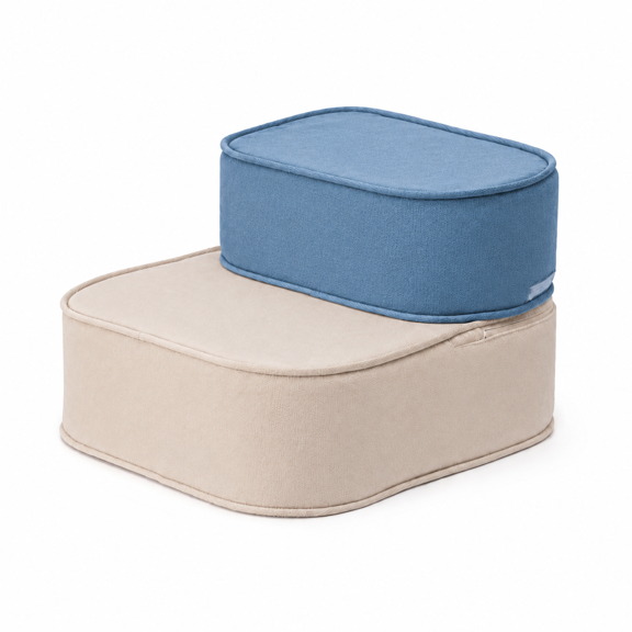 Premium 2-Step Foam Dog Stairs 11.8 H, Convertible Pet Ramp for Bed & Sofa Access, Non-Slip Stable Design with Washable Cover, Gentle Joint Support for Small Dogs, Cats, Puppies Summer Comfort