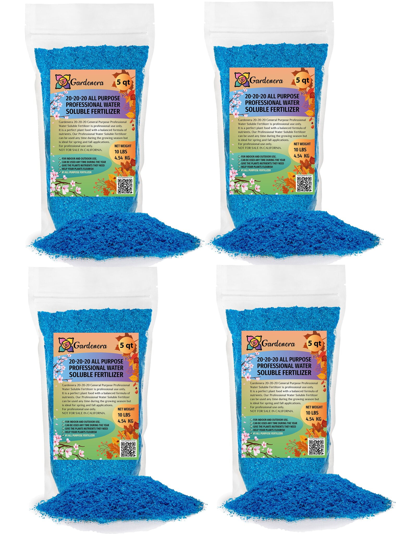 GARDENERA Premium 20-20-20 All Purpose Water Solubable Fertilizer for All Plant - Promotes Biomass Growth and Vibrant Leaf Color - 20 Quart