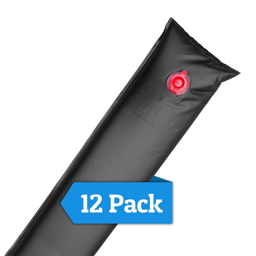 Premium 20Gauge 8' SingleChamber Winter Water Tube for Swimming Pool Covers, Black 12 Pack