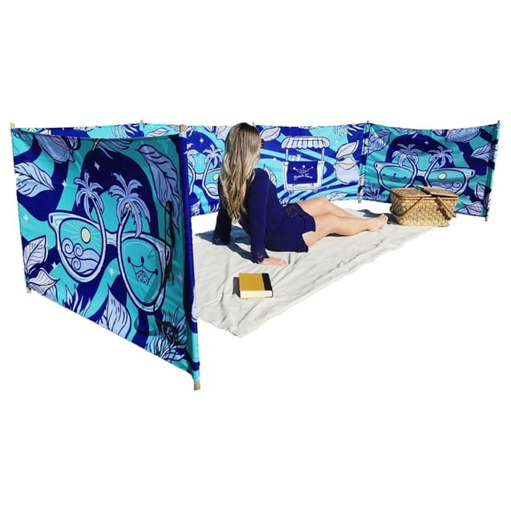 Premium 20 ft Beach Windscreen, Privacy Screen, Wind Blocker Free Rubber Mallet and Carry Bag Included (Cool Lemons)