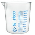 thumbnail image 1 of Premium 2000mL Beaker - Polypropylene Plastic, Blue Screen Printed, 100mL Graduations, Eisco Labs, 1 of 2