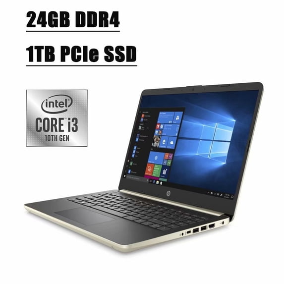 Premium 2020 HP Business Laptop Computer I 14" HD Micro-Edge Display I Newest 10th Gen Intel Dual-Core i3-1005G1 I 24GB DDR4 1TB PCIe SSD I USB 3.1 Type-C WIFI Bluetooth 4.2 HDMI Win 10 (Gold)