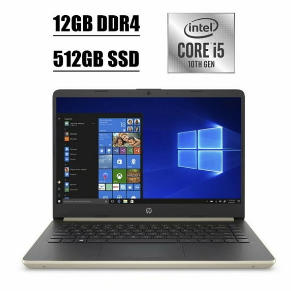 Premium 2020 HP Business Laptop Computer I 14" HD Micro-Edge Display I Newest 10th Gen Intel Quad-Core i5-1035G4 I 12GB DDR4 512GB SSD I USB 3.1 Type-C 802.11ac Bluetooth 4.2 HDMI Win 10 (Gold)