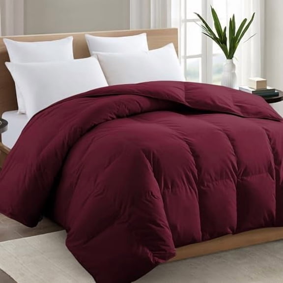 Premium 2100 Series King Comforter All Season Breathable Burgandy Comforter Soft 4D Spiral Fiber Quilted Down Alternative Duvet Insert with Corner Tabs Luxury Hotel Style (90"x102")