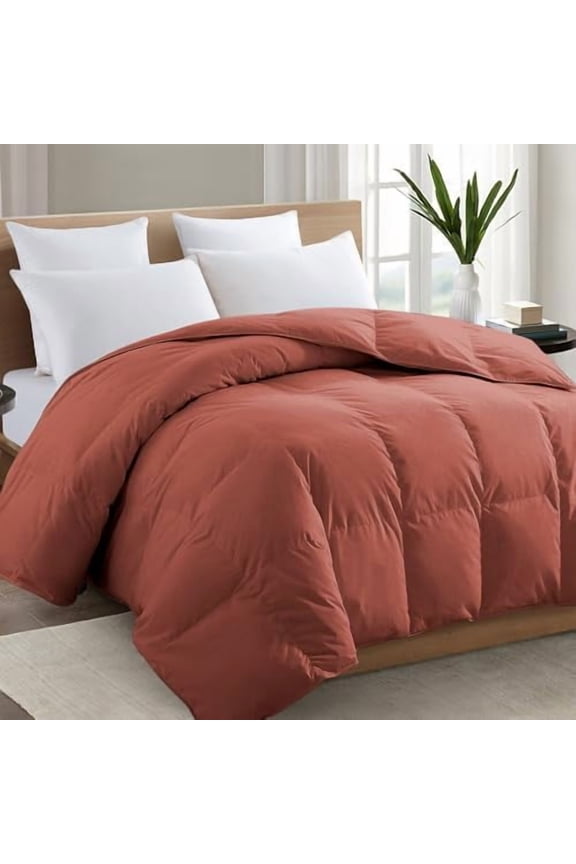 Premium 2100 Series Queen Comforter All Season Breathable Terracotta Burnt Orange Comforter Soft Quilted Down Alternative Duvet Insert with Corner Tabs Luxury Hotel Style (90"x90")