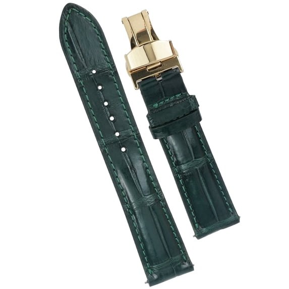 Premium 22mm Green Leather Watch Band Handmade Quick Release