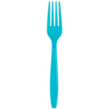 Premium 24 Count Plastic Forks - Bermuda Blue