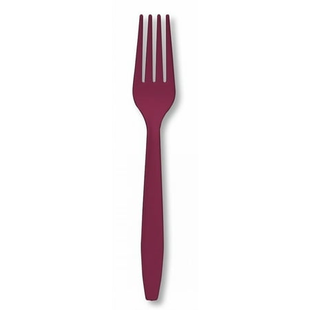 Premium 24 Count Plastic Forks - Burgundy