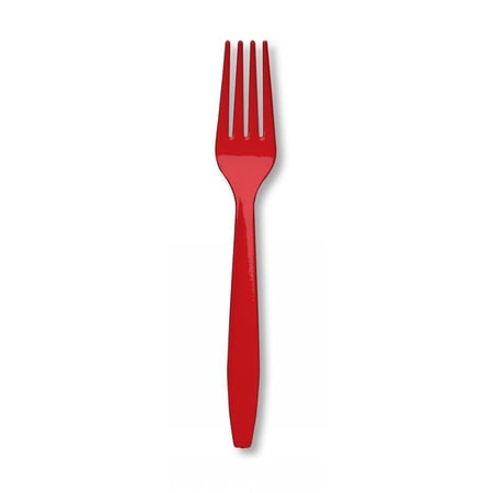 Premium 24 Count Plastic Forks - Classic Red