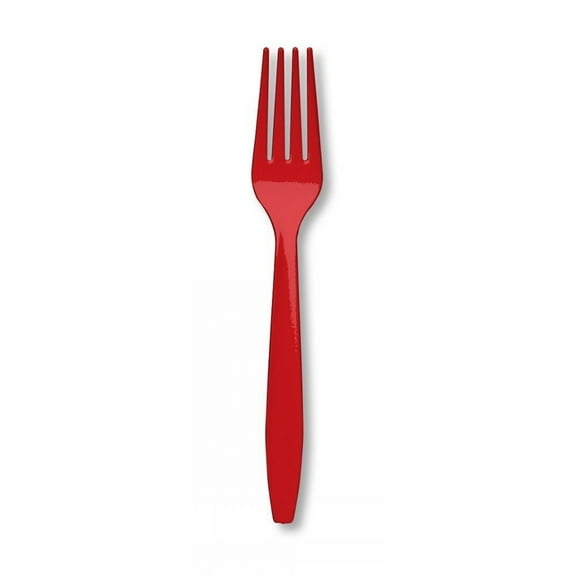 Premium 24 Count Plastic Forks - Classic Red