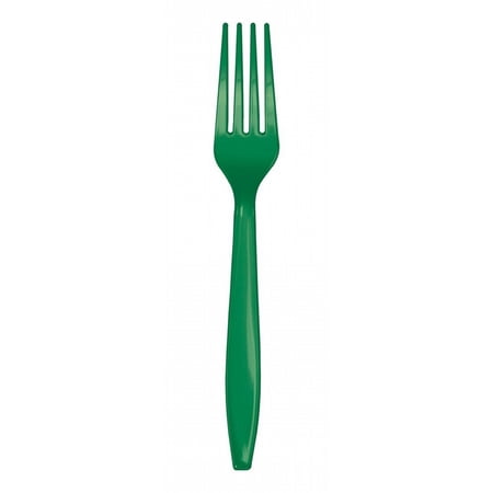 Premium 24 Count Plastic Forks - Emerald Green