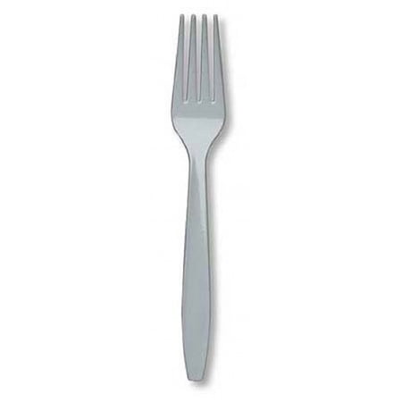 Premium 24 Count Plastic Forks - Shimmering Silver