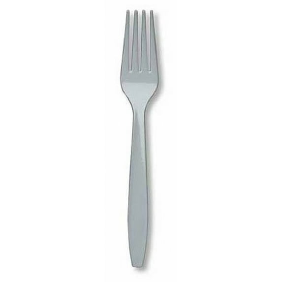 Premium 24 Count Plastic Forks - Shimmering Silver