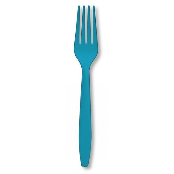 Premium 24 Count Plastic Forks - Turquoise