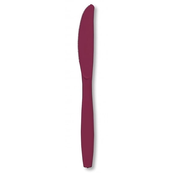 Premium 24 Count Plastic Knives - Burgundy