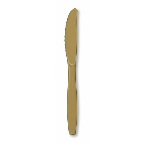 Premium 24 Count Plastic Knives - Glittering Gold